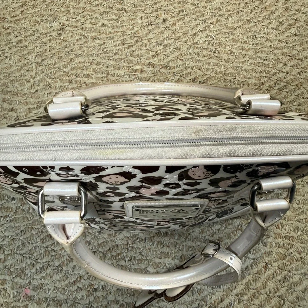 Hello Kitty Sanrio Leopard Print Patent Dome Satchel Handbag Light Pink Brown